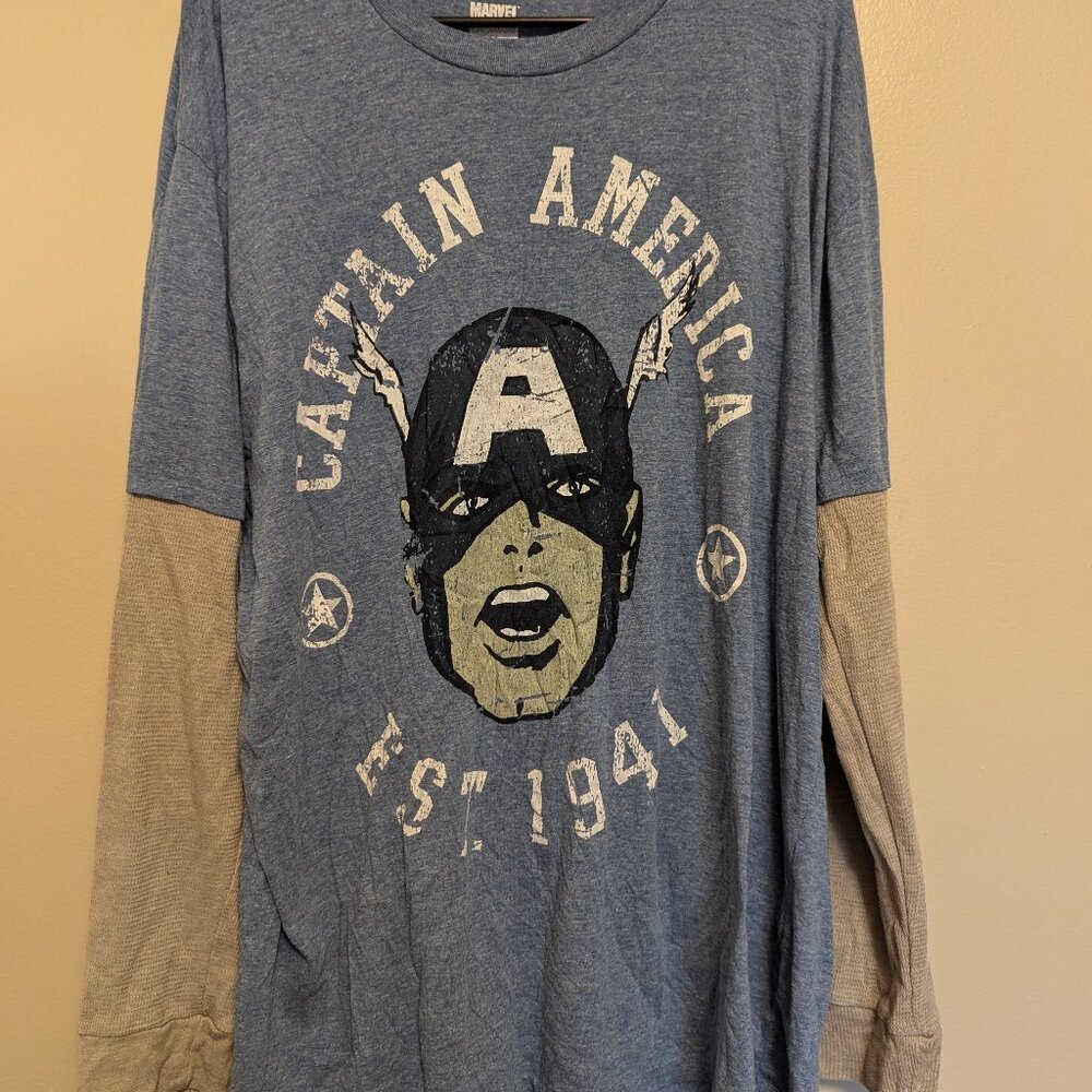 Captain America Long Sleeved Tee, Size 2XL